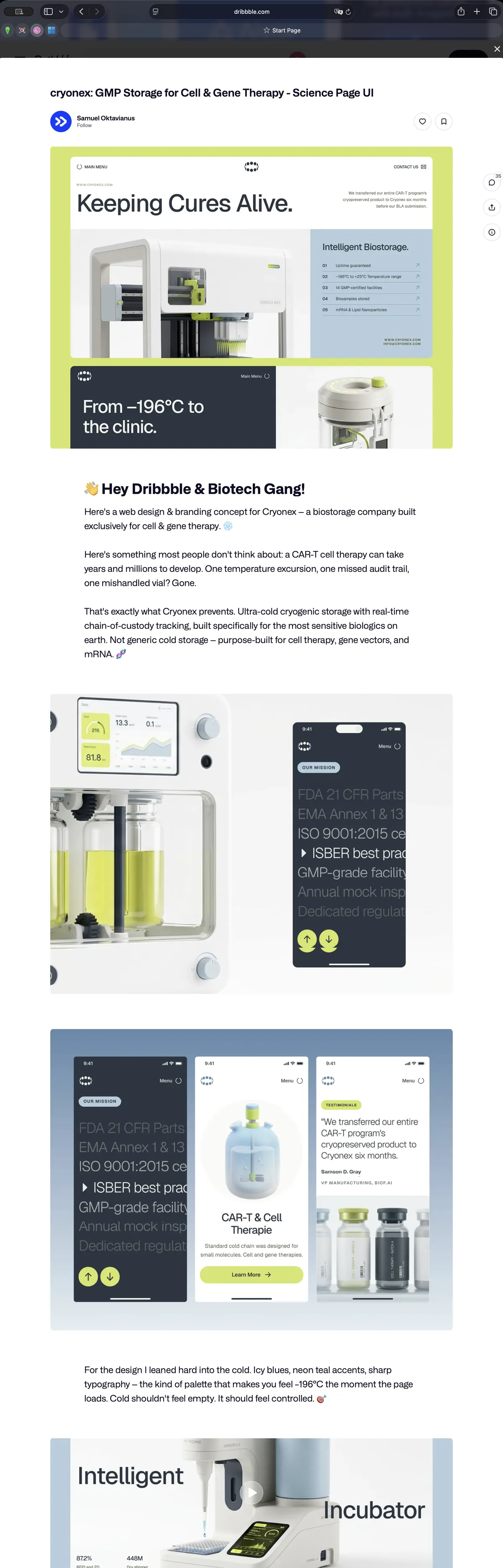 A real Snapline scrolling capture of a long web page in Safari, stitched into one image about four screens tall. The page's sticky author bar appears once, at the top.